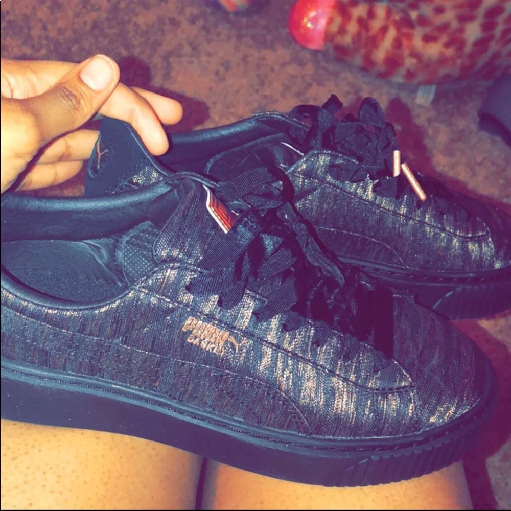 Puma basket/Creep Shoes Black & rose gold